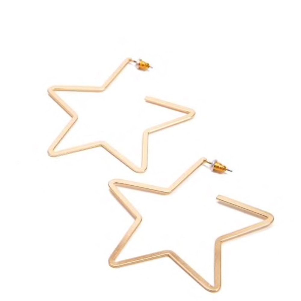 Gold Star Hoop Earrings